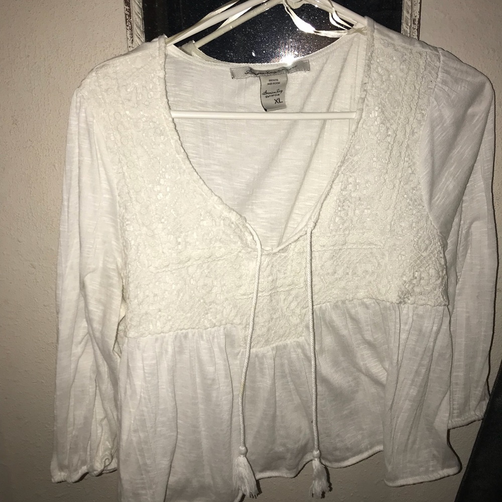 vintage white crop blouse